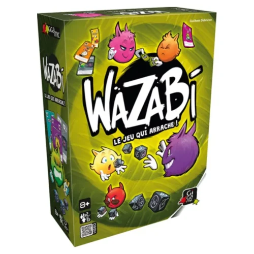 Image du jeu de société Wazabi, un jeu rapide et stratégique pour toute la famille. Avec ses règles simples et ses parties pleines de rebondissements, Wazabi garantit des moments de plaisir et de compétition dès 8 ans.